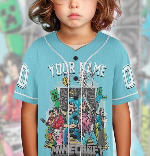 Minecraft Movie Jersey, Custom name Gift For Videogames Fans