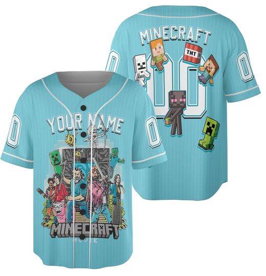 Minecraft Movie Jersey, Custom name Gift For Videogames Fans