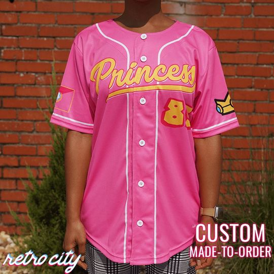 Princess Peach Mushroom Kingdom Princess Baseball Jersey *CUSTOM*