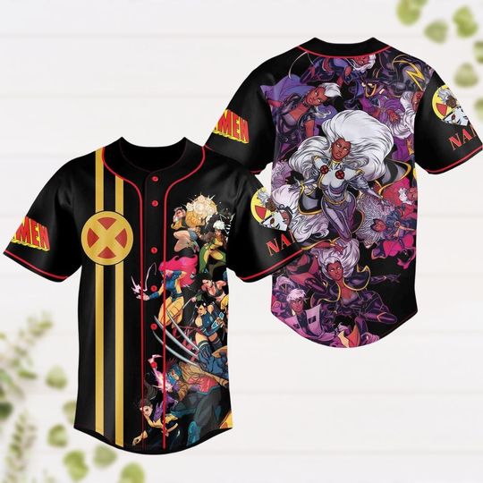 Marvel X-Men '97 Baseball Jersey, Superhero X-men Baseball Shirt, Charles Xavier Cyclops Wolverine Beast T-Shirt, Marvel Character Jers