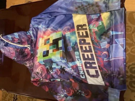 Minecraft Creeper Struck By Lightning Hoodie Size-M