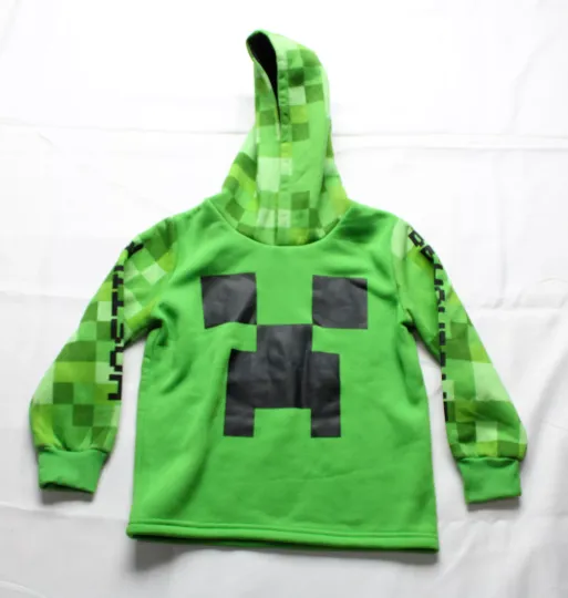 Minecraft Unisex Kid's Graphic Long Sleeve Creeper Hoodie BL1 Green Size 6