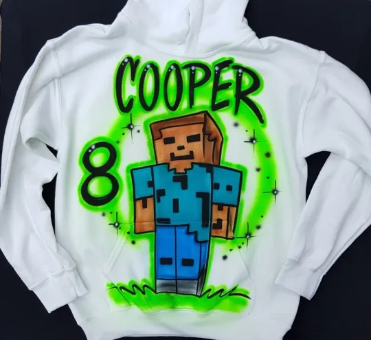 Airbrushed Minecraft Steve Inspired Hoody