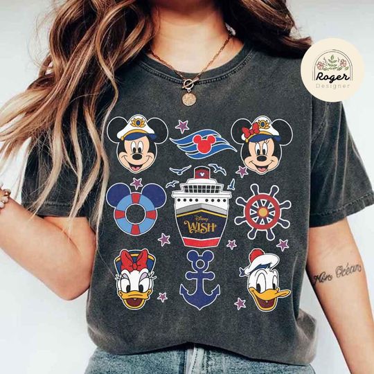Personalized Mickey and Friends Disney Cruise Shirt, Vintage Disney Family Cruise Vacation 2024, Disney Wish Dream Magic Wonder Fantasy Trip