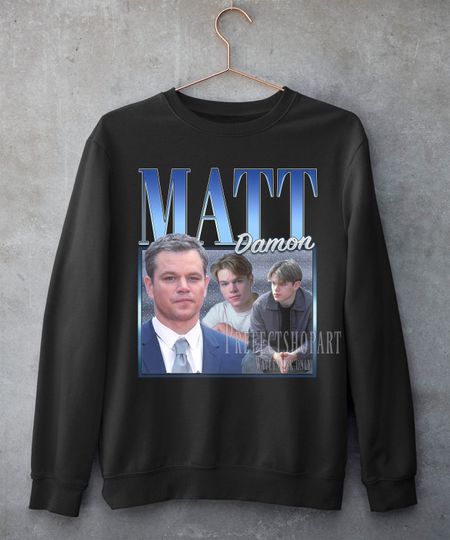 Matt Damon Retro Sweatshirt, Matt Damon Homage Sweatshirt, Matt Damon Sweatshhirt, Matt Damon Actor Sweatshirt, Matt Damon Actor Sweater