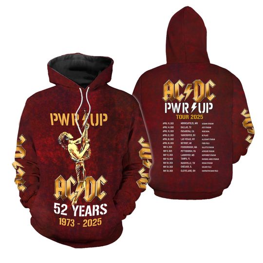 AC.DC PWR UP Tour 2025 Hoodie – 3D Rock Shirt for Heavy Metal Fans Gift Tee