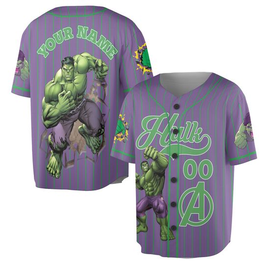 Custom Marvel Hulk Baseball Jersey, Marvels Avengers Baseball Shirt, Baseball Team Disneyland Birthday Boy Gift, Gift For Baseball