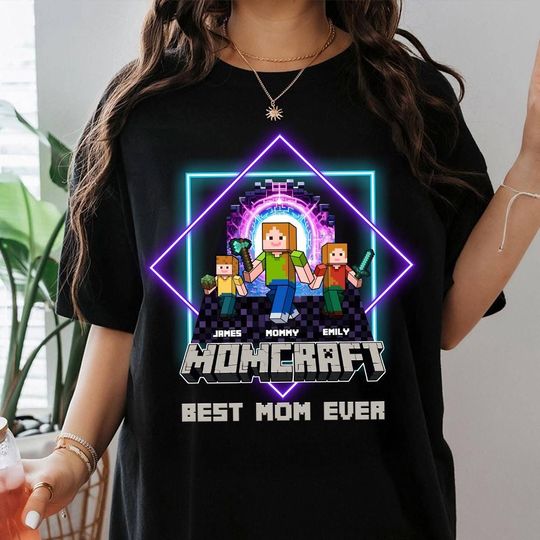 Personalized MomCraft Shirt, Best Mom Ever Shirt, Mom Gaming Shirt, Happy Mother's Day Gift, Funny Shirt For Mom