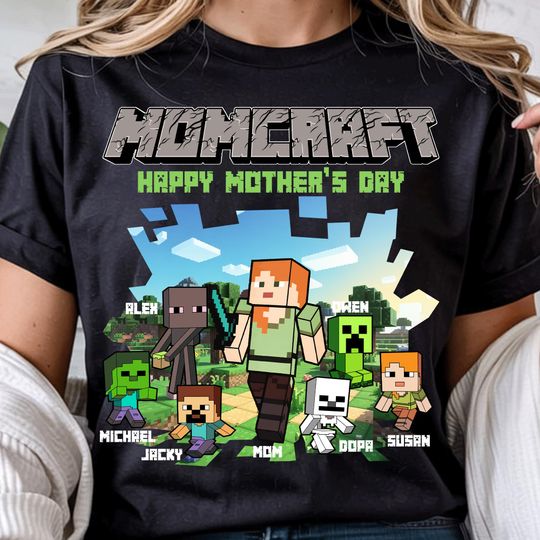 Happy Mother's Day Gift, Personalized MomCraft With Kids, Gamer Mom, Cartoon Mom, Video Game Movie