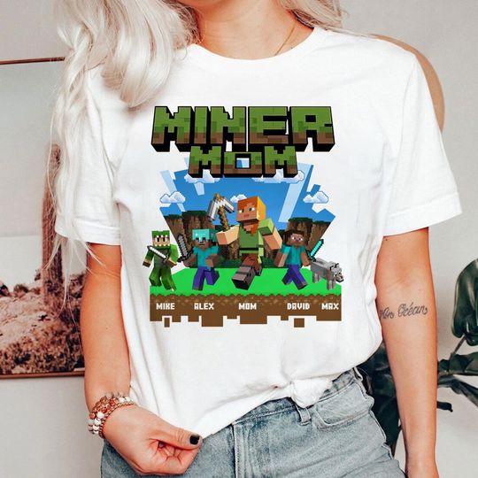 Personalized MomCraft Shirt, A Minecraft Movie Shirt, Custom Name Shirt, Chicken Jockey Gaming, Miner Mom Shirt, Trending Game Tee