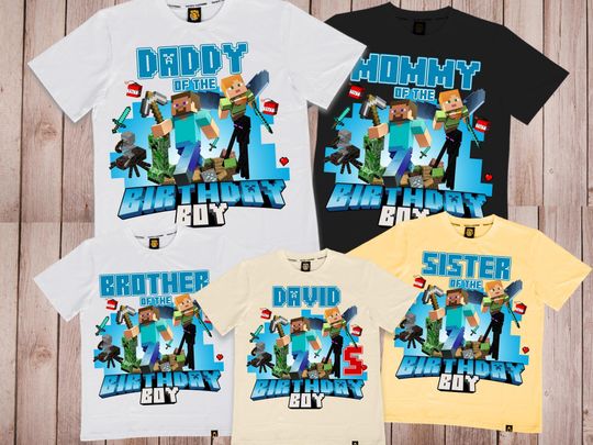 Personalization Minecraft Birthday Boy Shirt, Minercraft Birthday, Creeper Birthday, Video Game Birthday, Birthday Matching Family Shirt