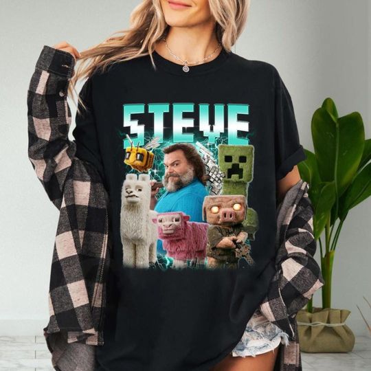 Minecraft movie Steve shirt, Steve Pixel Gaming Boys Kids Game, Gift for her, Gift for Him