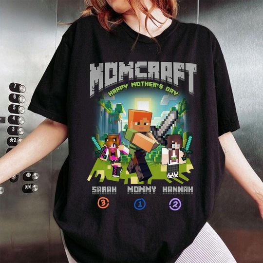 Personalized Miner Mom Minecraft Shirt, Funny Pixel Gaming Shirt, Chicken Jockey Shirt, Gamer Moms Shirt, Minecraft Shirt, Mothers Day Gift