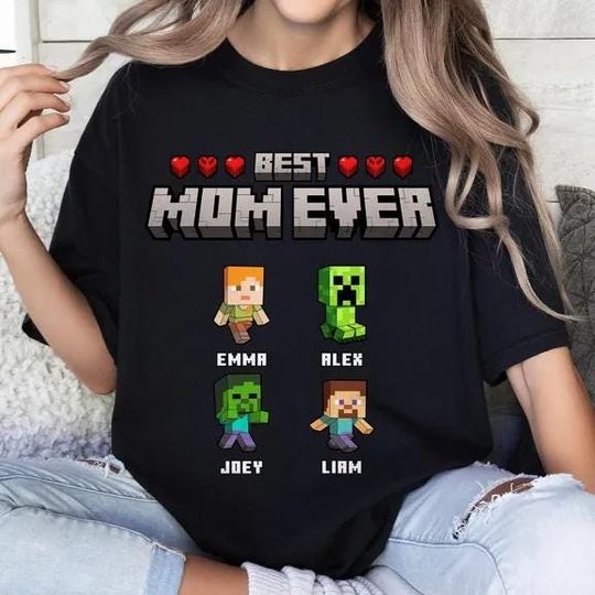 Custom Best Mom Ever T-shirt, A Minecraft Movie Shirt, Chicken Jockey, Momcraft Shirt, Happy Mother's Day Gift For Mom, Mom Game Shirt