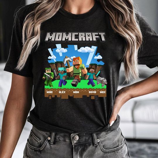 Personalized MomCraft Shirt, A Minecraft Movie Shirt, Custom Name Shirt, Chicken Jockey Gaming, Happy Mother's Day Gift, Trending Game Tee