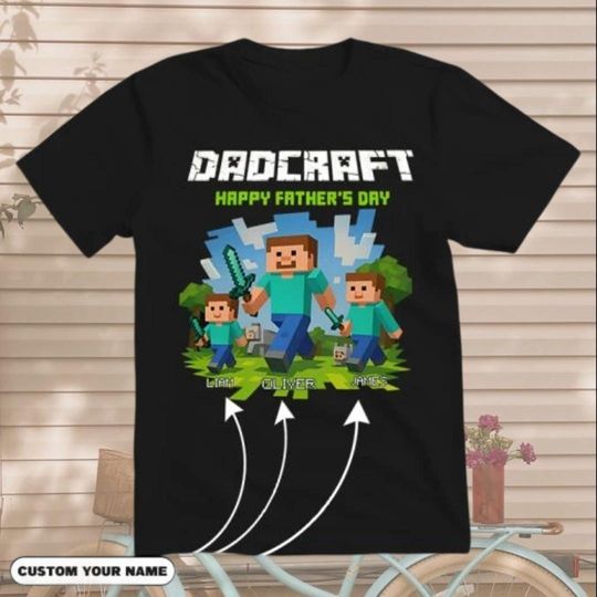 Personalized DadCraft Shirt, Minecraft Movie And Happy Fathers Day, Gift for Grandpa, Gift for Family