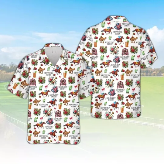 Kentucky Derby Hawaiian Button Down Shirt