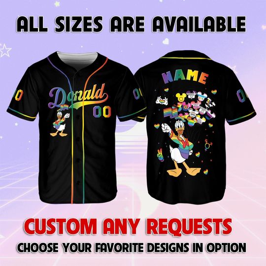 Mickey and Friends Donald LGBT Rainbow Jersey, Disney Donald LGBT Support Jersey, Disney Pride Shirt, Disney Support Pride Month 2025 Shirt