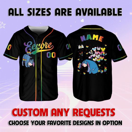 Winnie the Pooh Eeyore LGBT Rainbow Jersey, Disney Eeyore LGBT Support Jersey, Disney Pride Shirt, Disney Support Pride Month 2025 Shirt