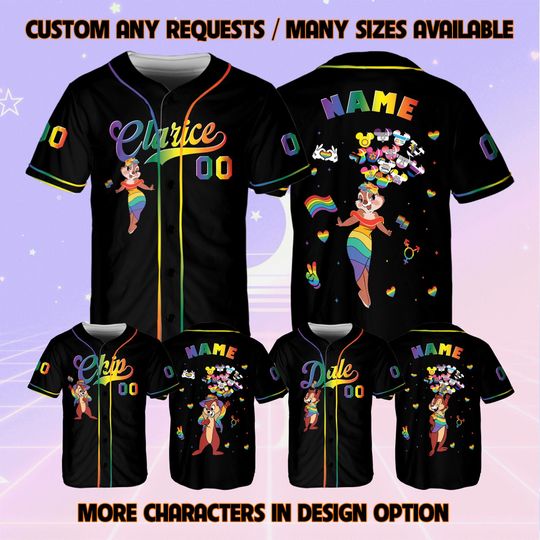 Disney Chip and Dale LGBT Rainbow Jersey, Disney Pride Family Shirt, Gay Lesbian Support Pride Month 2025, WDW DisneylandTrip Matching Shirt