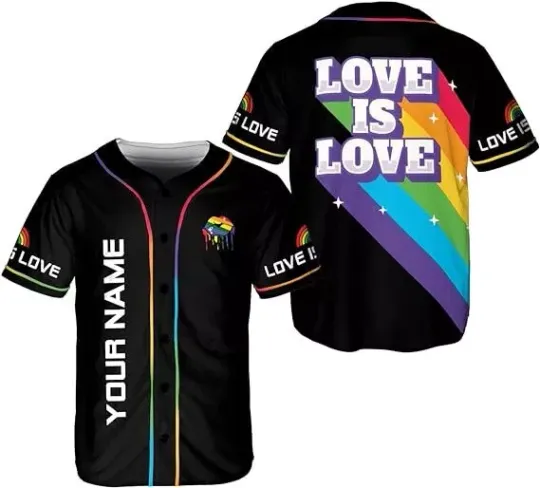 LGBT Pride Custom Rainbow Month Love is Love 2 3D Baseball Jersey Shirt