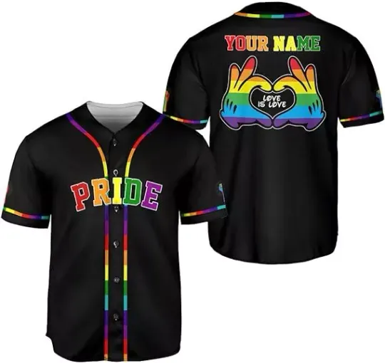 Custom LGBT Pride Rainbow Baseball Jersey Personalized Gay Pride Month Jerseys