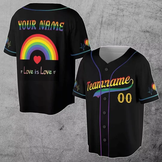 Personalized Rainbow Pride Month Love Is Love LGBT 3D Baseball Jersey Shirt