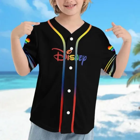 Personalize Mickey Mouse Pride Month Baseball Jersey, Mickey LGBTQ Colorful