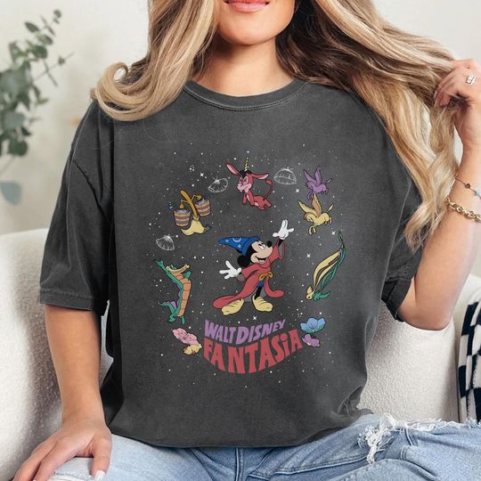 Vintage Disney Fantasia Sorcerer Mickey Mouse Shirt, Mickey Mouse Magic Wizard Magical Retro Shirt, Wizard Mickey Mouse Disney Shirt