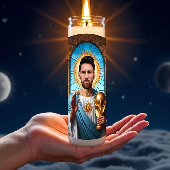 Messi Celebrity Prayer Candle Saint Argentina FC Miami