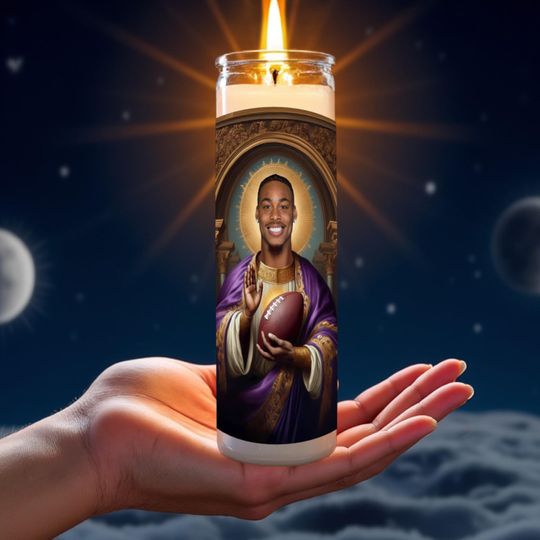 Justin Jefferson Celebrity Prayer Candle | Vikings Saint | Route Runner Holy Icon