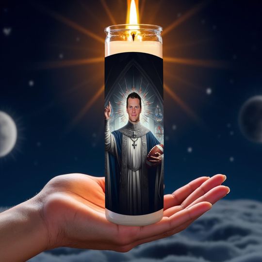 Tom Brady Celebrity Prayer Candle | Football Saint | GOAT Holy Quarterback