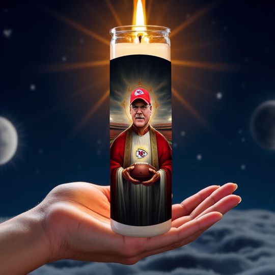 Andy Reid Celebrity Prayer Candle | Chiefs Kingdom Saint | Funny Gift