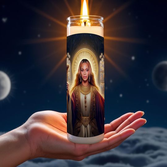 Beyonce Celebrity Prayer Candle | Queen Bey Saint | Beyhive Holy Mother