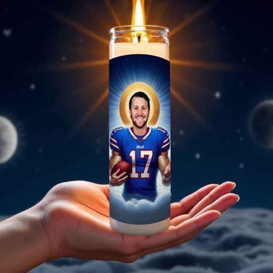 Josh Allen Celebrity Prayer Candle | Buffalo Bills Saint | Bills Mafia Holy Icon