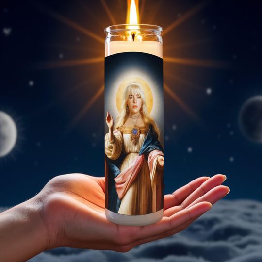 Billie Eilish Celebrity Prayer Candle | Bad Guy Saint | Happier Than Ever Holy Icon