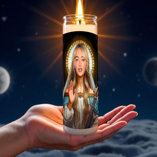 Sabrina Carpenter Celebrity Prayer Candle | Pop Star Saint | Funny Gift