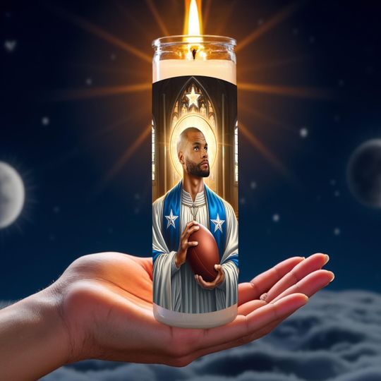 Dak Prescott Celebrity Prayer Candle Saint Dallas Cowboys