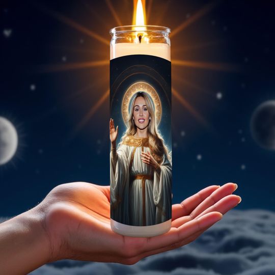 Miley Cyrus Celebrity Prayer Candle | Flower Punk Saint | Midnight Sky Holy Icon