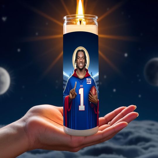 Malik Nabers Celebrity Prayer Candle Saint NY Giants