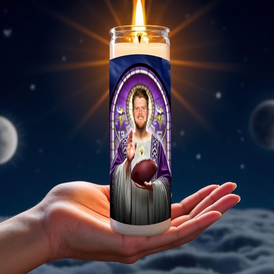 Sam Darnold Celebrity Prayer Candle | Minnesota Vikings football Saint | Funny Gift