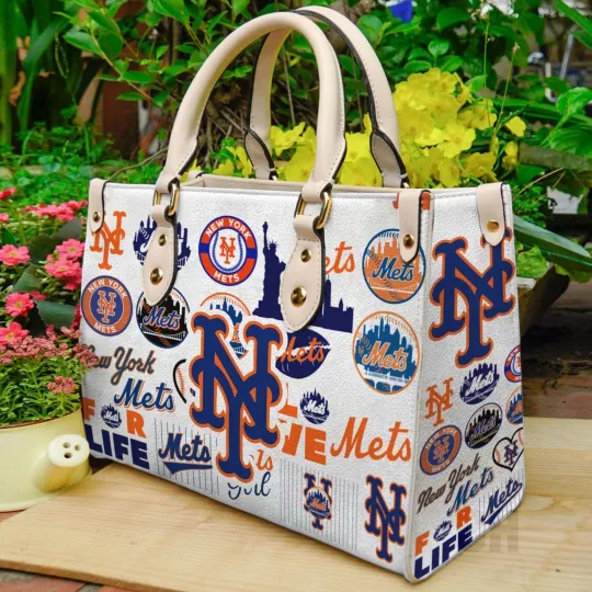 Discover New York Baseball Team Metss Leather Handbag