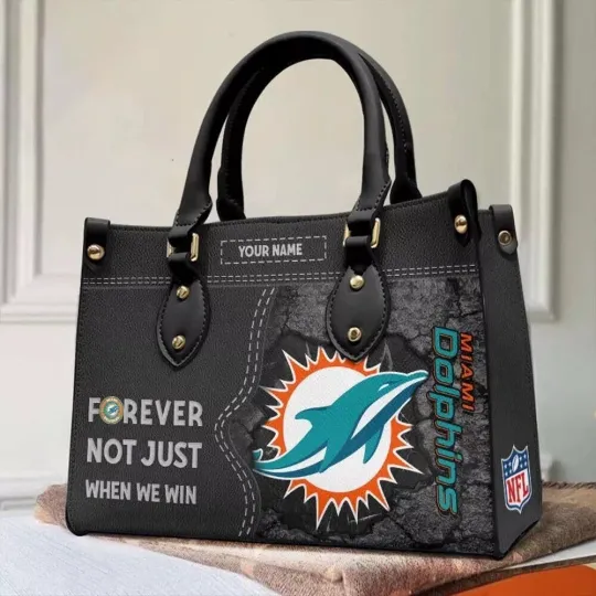 Personalized Miami Football Team Dolphinss Leather Handbag Gift
