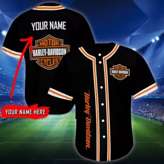 Discover Personalized Name Skull Harley Motorcycles Baseball Jersey Shirt