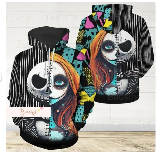 Jack And Sally 3D HOODIE The Mother Day Gift US Size Christmas Gift Halloween