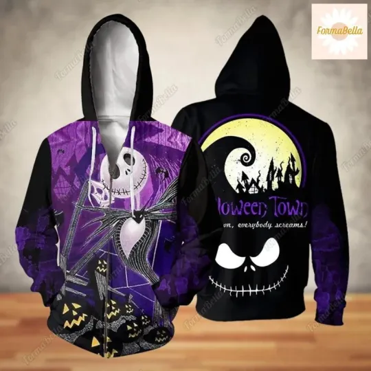 Halloween Jack Skellington ZIP 3D HOODIE Mother Day Gift all Over Print Us Size