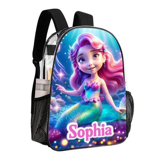 Transparent Customized Bag, Custom Name Toddler Kids Backpack, Personalized Birthday Gift for Kids