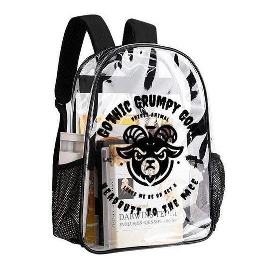 Transparent Event Bag, Festival Clear Bag, Grumpy Goat  - Stylish Durable for Concerts, Travel & Sporting Events