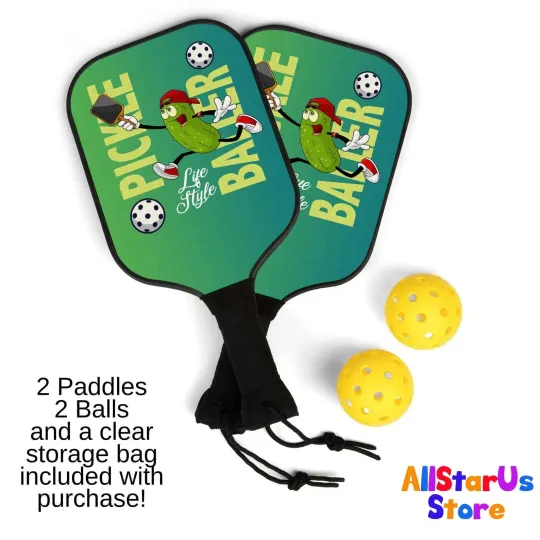 Personalized Funny Pickle Baller Life Style Pickleball Paddle Set for Girl Gift