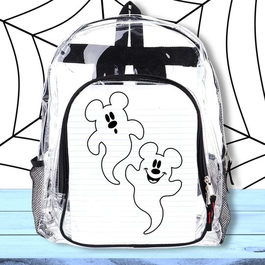 Mickey Ghosts Clear Backpack | 16 1/2 Clear Spooky Cute Backpack | Great for the Halloweentime Parks! |